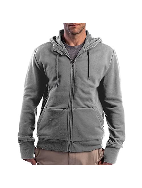 SCOTTeVEST Men's Hoodie Cotton Zip Sweatshirt | 21 Pockets | Anti-Pickpocket