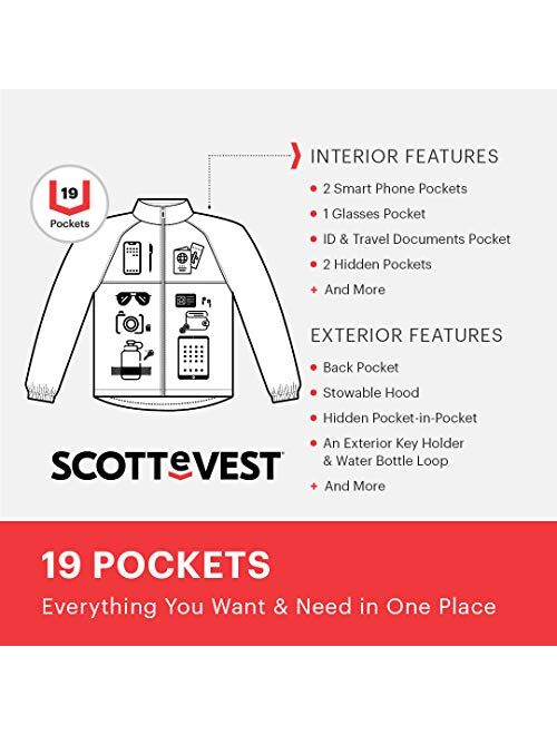 SCOTTeVEST Women's Pack Windbreaker Travel Jacket | 19 Pockets | Anti-Pickpocket