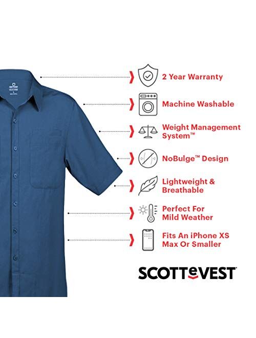 SCOTTeVEST Men's Beachcomber Travel Shirt | 7 Secure Pockets | Anti-Pickpocket