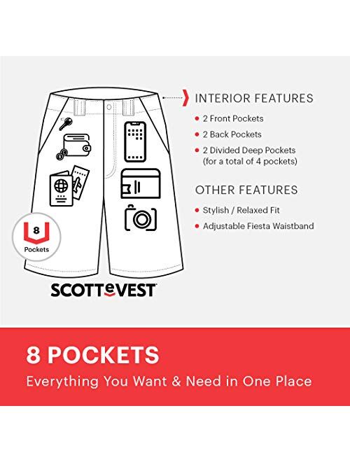 SCOTTeVEST Men's Hidden Cargo Shorts | 8 Concealed Pockets | Anti-Pickpocket