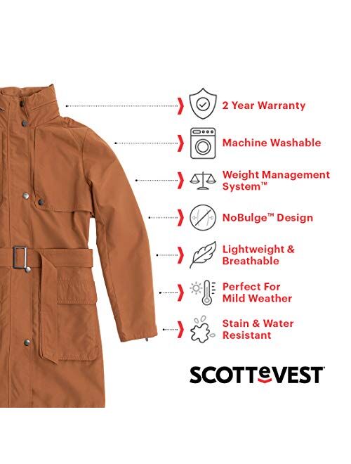 SCOTTeVEST Women's Rhonda Winter Trench Coat | 20 Pockets | Anti-Pickpocket