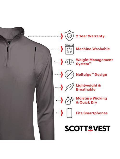 SCOTTeVEST Men's Qzip Athletic Travel Sweatshirt | 3 Pockets | Anti-Pickpocket