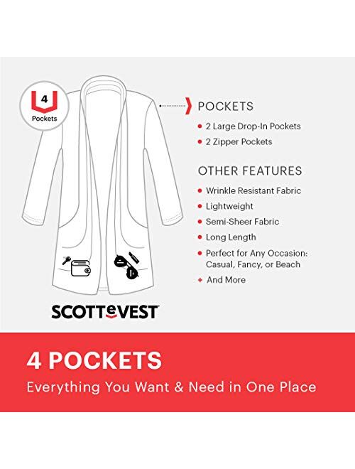 SCOTTeVEST Women's Lucille Travel Cardigan | 4 Secure Pockets | Anti-Pickpocket