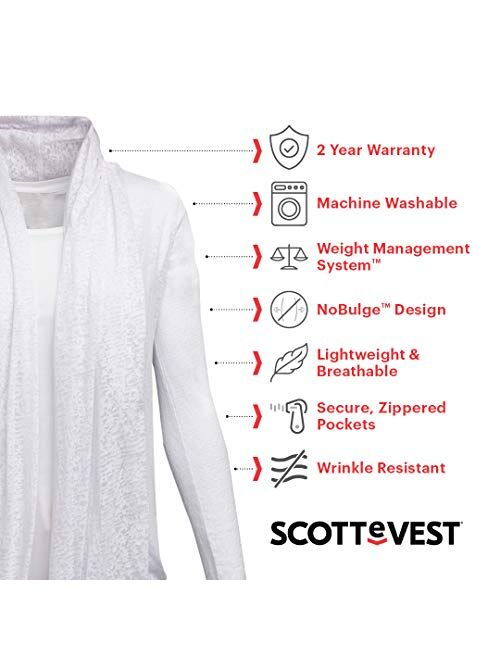 SCOTTeVEST Women's Lucille Travel Cardigan | 4 Secure Pockets | Anti-Pickpocket