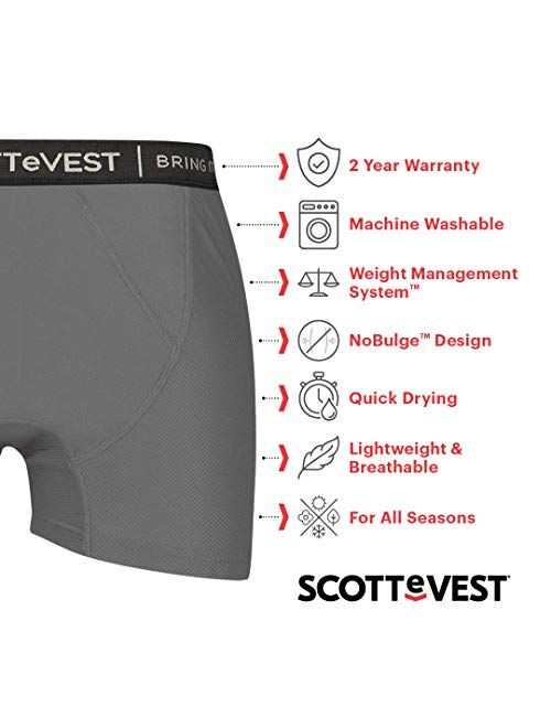 SCOTTeVEST Men's Boxer Brief Underwear | 2 Concealed Pockets | Anti-Pickpocket