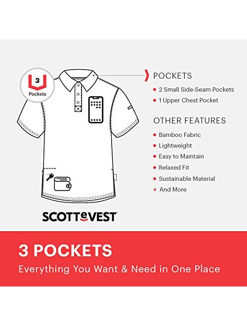 SCOTTeVEST Men's Bamboo Polo Shirt | 3 Concealed Pockets | Anti-Pickpocket