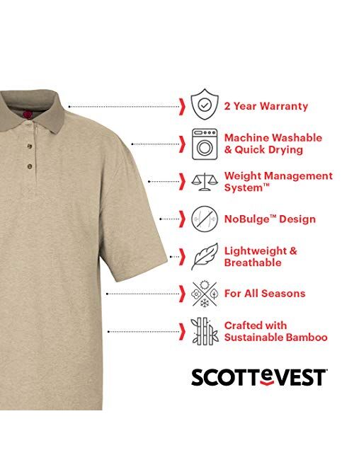 SCOTTeVEST Men's Bamboo Polo Shirt | 3 Concealed Pockets | Anti-Pickpocket