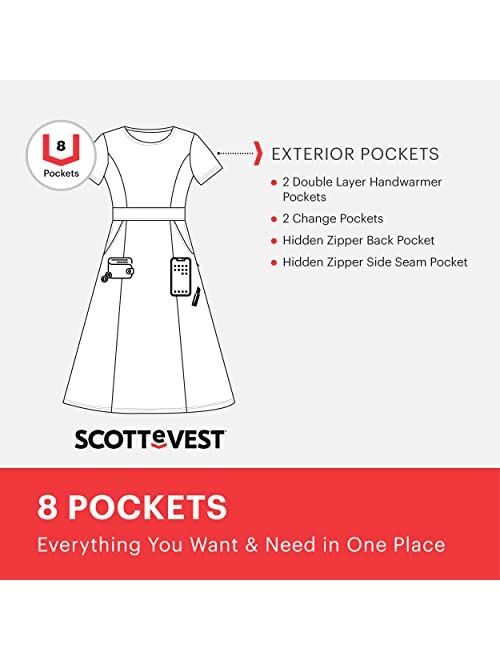 SCOTTeVEST Women's Daisy Dress | 8 Pockets | Soft & Stretchy Bamboo Blend | Anti-Pickpocket