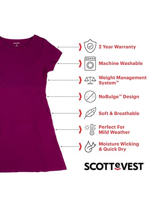 SCOTTeVEST Women's Daisy Dress | 8 Pockets | Soft & Stretchy Bamboo Blend | Anti-Pickpocket