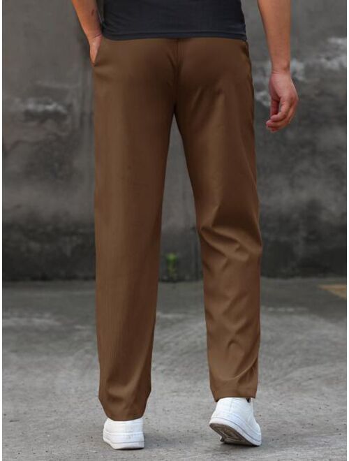 Shein Men Letter Patched Drawstring Waist Straight Leg Pants