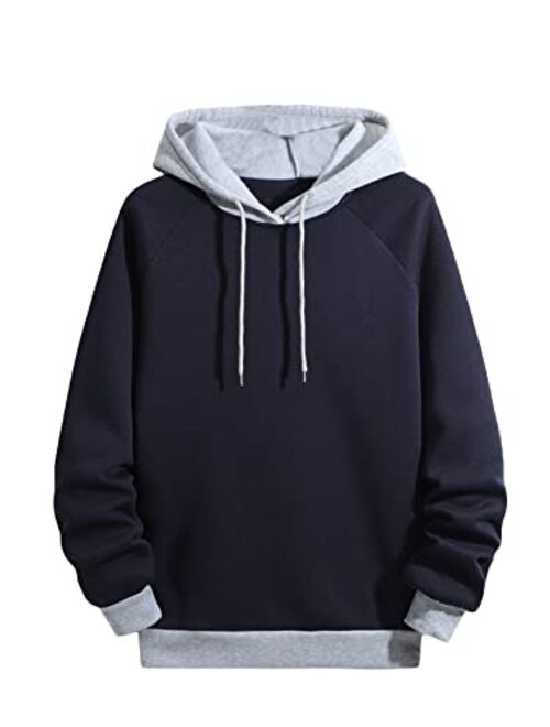 SOLY HUX Men's Casual Colorblock Pullover Fashion Loose Fit Long Sleeve Graphic Trendy Drawstring Hoodie Sweatshirt