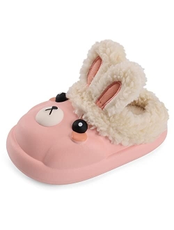 ESTAMICO Girls Slippers Cute Child Warm Plush Fleece House Slip-on Shoes