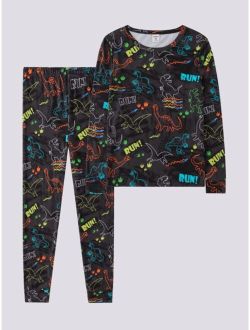 Boys Dinosaur & Letter Graphic PJ Set