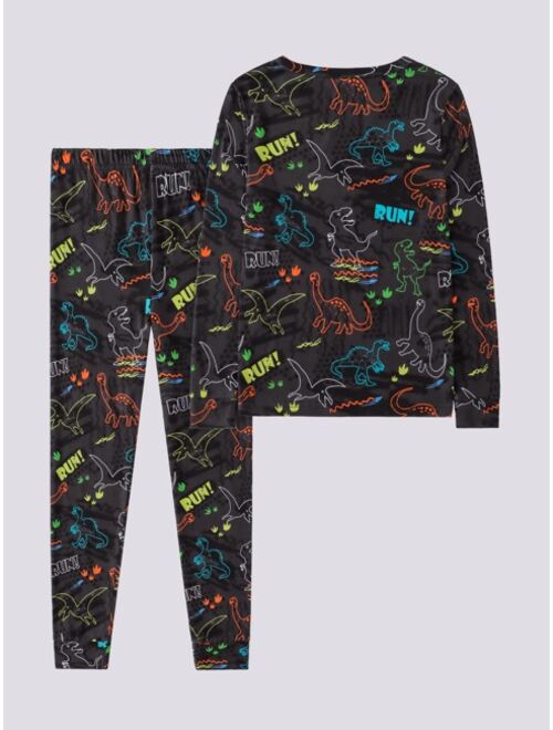 Shein Boys Dinosaur & Letter Graphic PJ Set