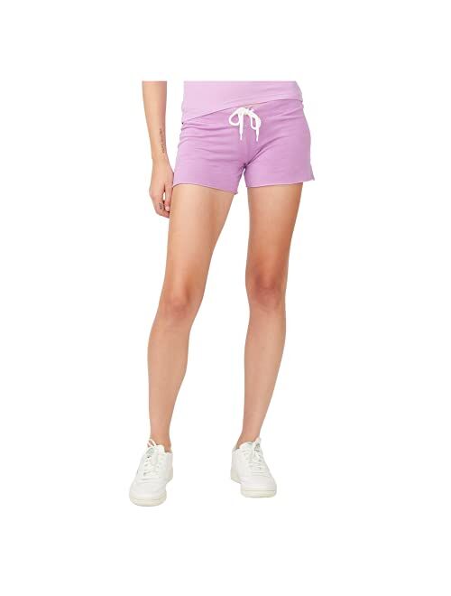 Monrow Women's Textured Tri-Blend Vintage Shorts, Adjustable Drawstring, for Lounging & Active Workouts