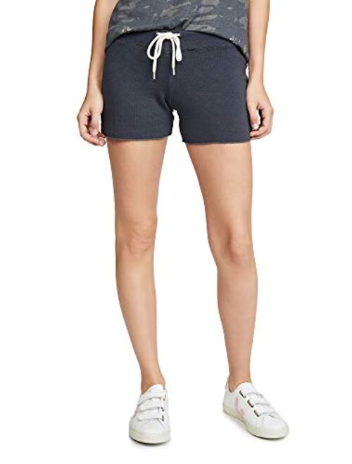 Monrow Women's Textured Tri-Blend Vintage Shorts, Adjustable Drawstring, for Lounging & Active Workouts