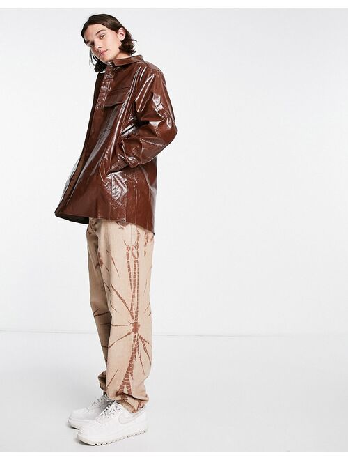 ASOS DESIGN faux leather shacket in embossed brown snake print