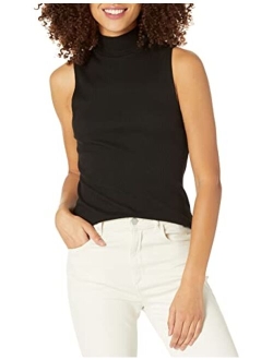 Women's Ht0972-1-rib Mock Neck Tank