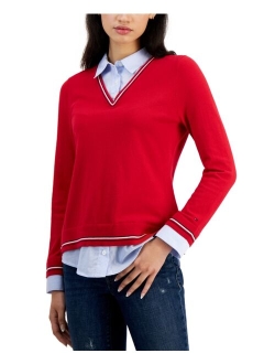 Women's Cornell Cotton Layered-Look Sweater