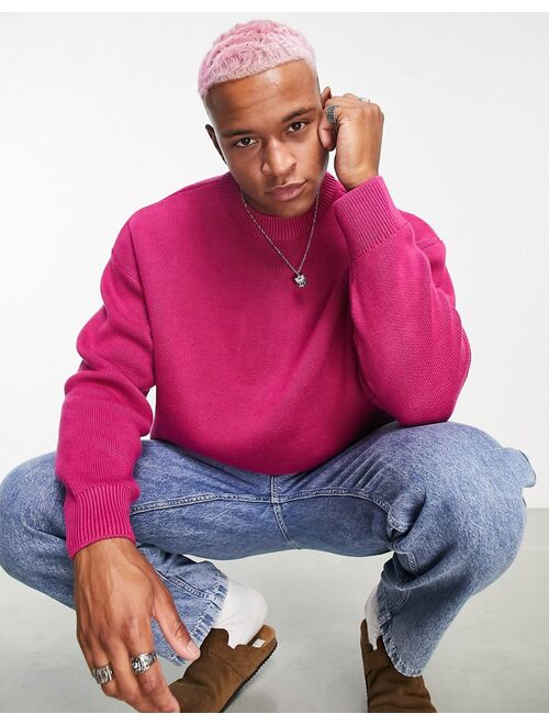 Weekday john oversized sweater in pink exclusive at ASOS