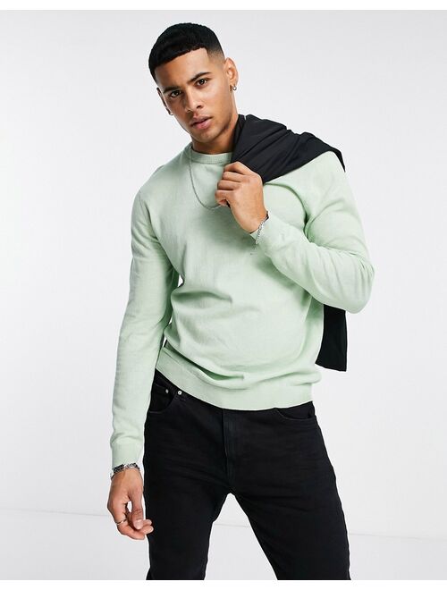 ASOS DESIGN cotton crew neck sweater in sage green