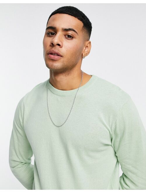 ASOS DESIGN cotton crew neck sweater in sage green