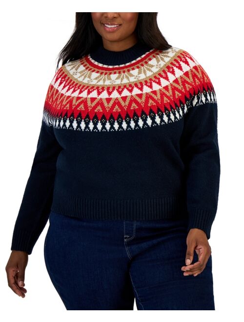 TOMMY HILFIGER Plus Size Half Snowflake Raglan Sweater