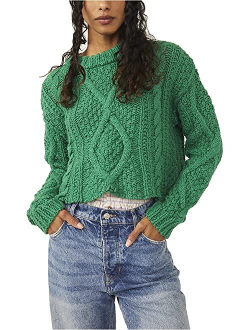 FREE PEOPLE Women's Cutting Edge Solid Cable-Knit Sweater