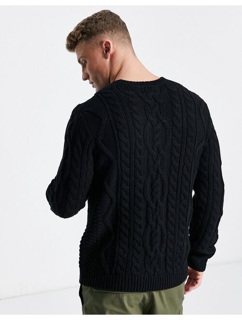 ASOS DESIGN heavyweight cable knit jumper in black