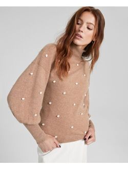 Cashmere Blouson-Sleeve Pop Sweater, Created for Macy's