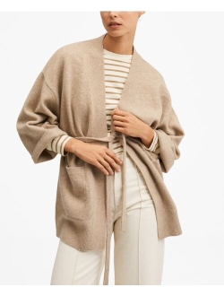 Women's Knitted Cardigan with Belt