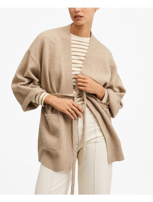 MANGO Women's Knitted Cardigan with Belt