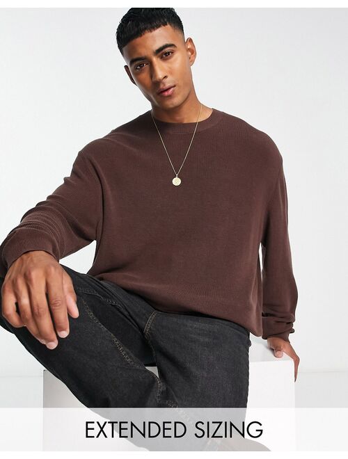 ASOS DESIGN lightweight oversized rib sweater in brown