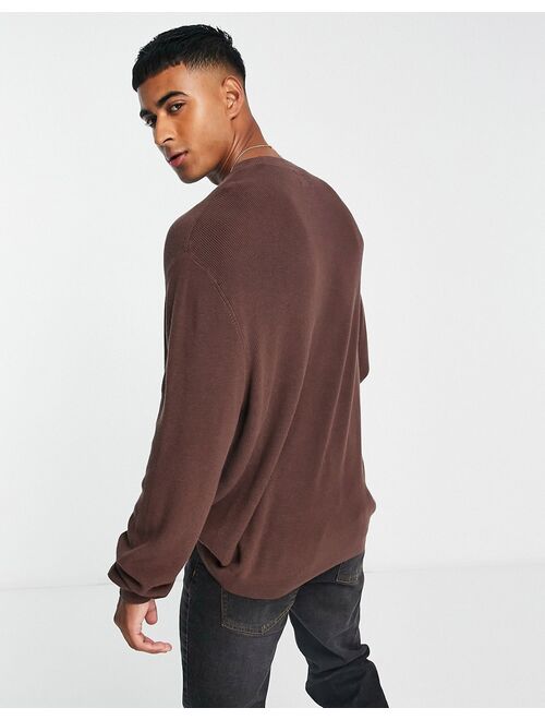 ASOS DESIGN lightweight oversized rib sweater in brown