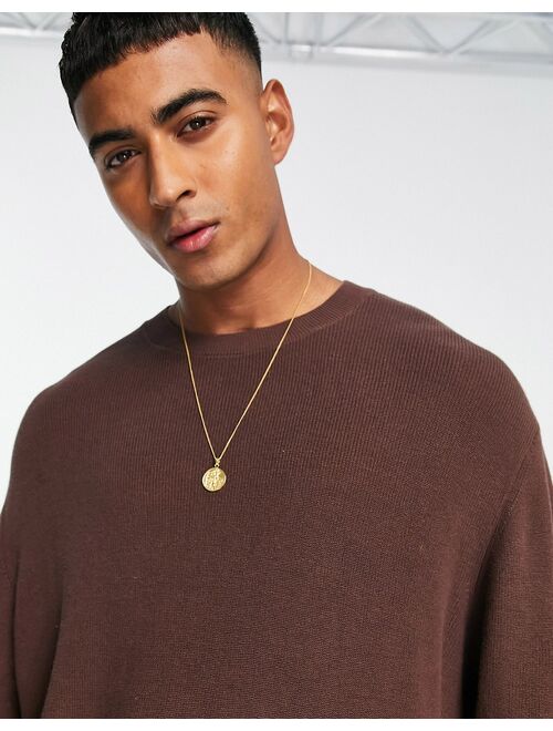 ASOS DESIGN lightweight oversized rib sweater in brown