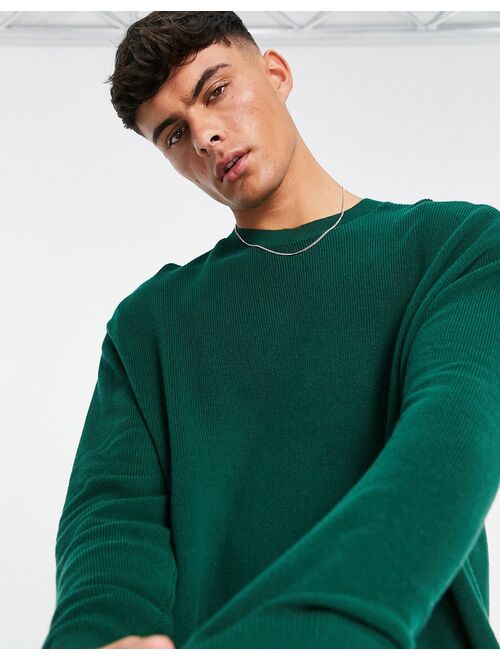 ASOS DESIGN lightweight oversized rib sweater in forest green