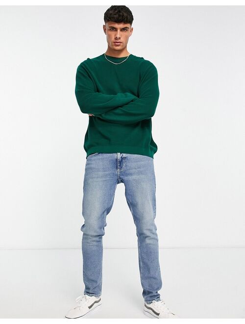 ASOS DESIGN lightweight oversized rib sweater in forest green