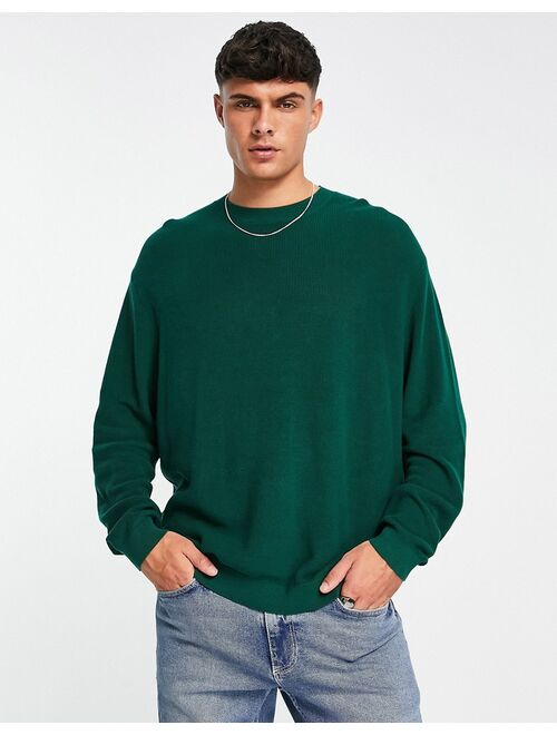 ASOS DESIGN lightweight oversized rib sweater in forest green