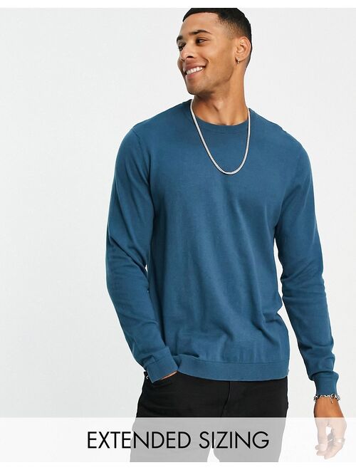 ASOS DESIGN knit cotton sweater in dark blue