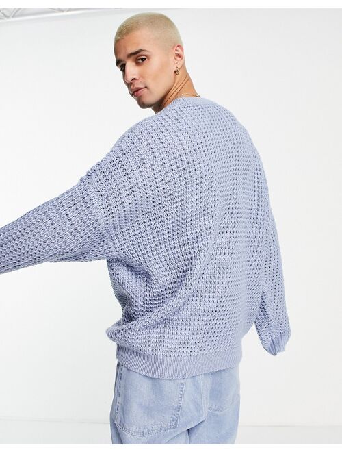 ASOS DESIGN oversized waffle knit sweater in pale blue