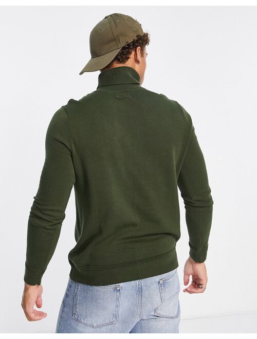 Topman essential knitted roll neck sweater in khaki