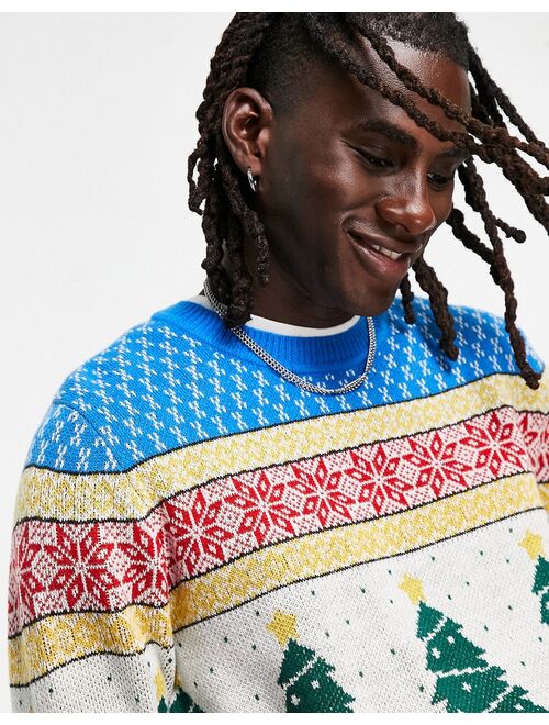 ASOS DESIGN knit Christmas sweater with fairisle snowman design