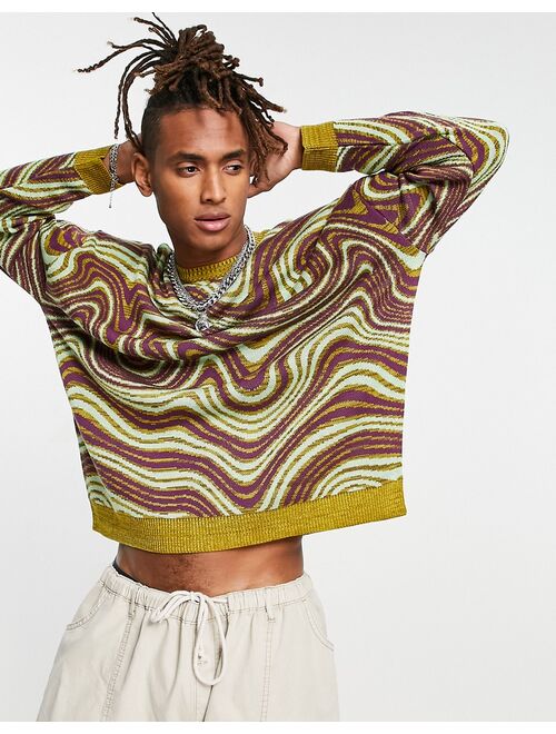 ASOS DESIGN knit sweater in space dye swirly print