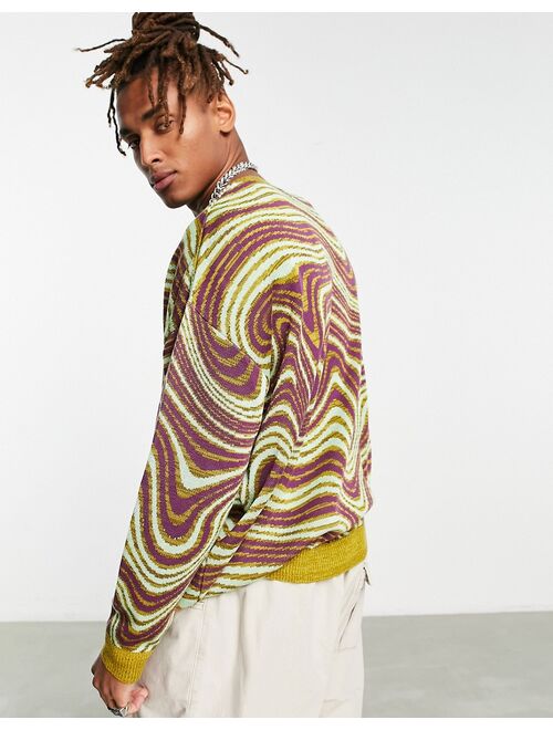 ASOS DESIGN knit sweater in space dye swirly print