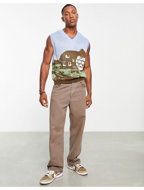 ASOS DESIGN knitted tank with cottage landscape