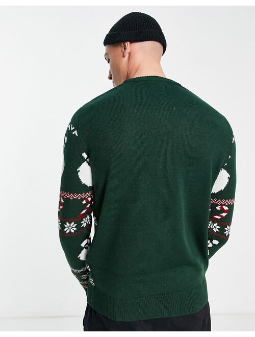 Only & Sons merry xmas christmas sweater in green