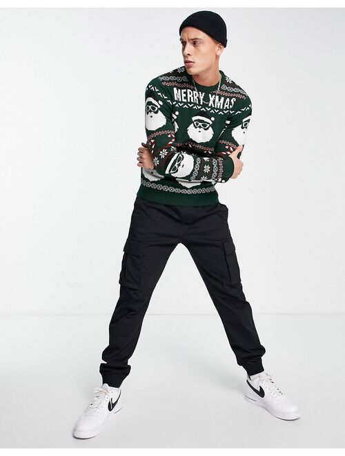 Only & Sons merry xmas christmas sweater in green