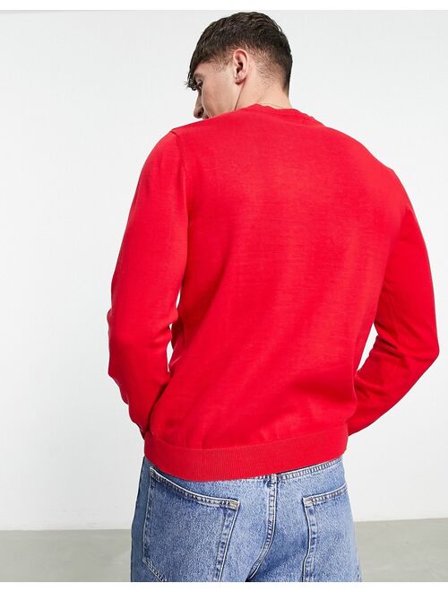 ASOS DESIGN knitted christmas sweater with sausage dog in red