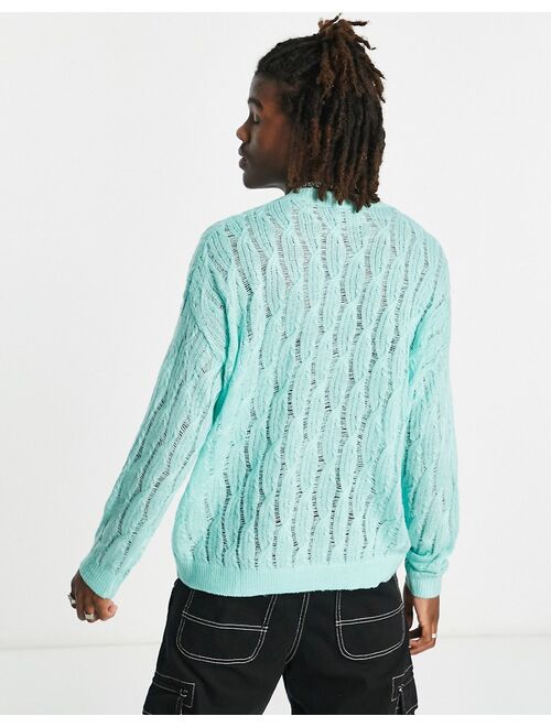 ASOS DESIGN oversized knit cable sweater in blue