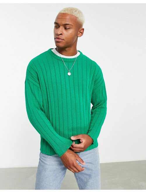 ASOS DESIGN oversized wide ribbed sweater in bright green